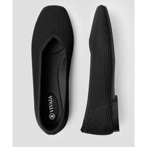 VIVAIA Square-Toe V-Cut Flats (Margot‎ 2.0) Square Toe Knit Comfort Ballet Flats